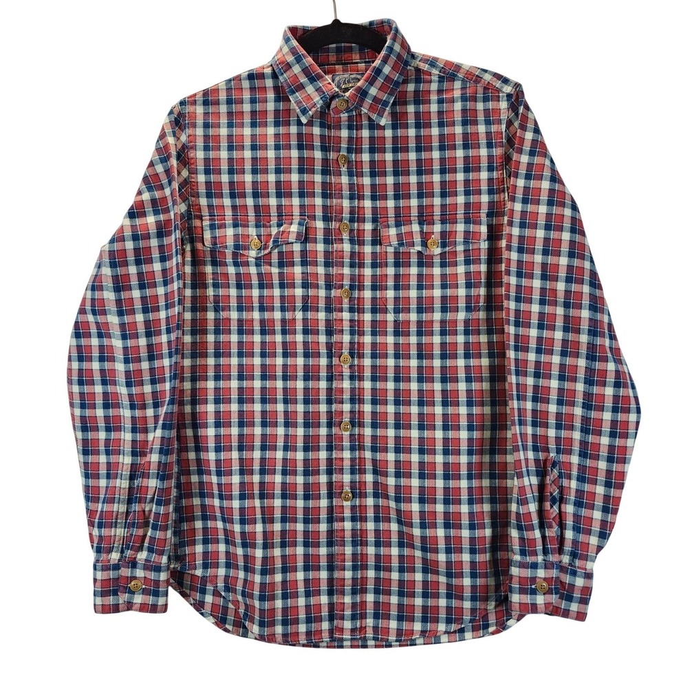 J Crew Red Blue Plaid Button Down Shirt Men's Size S